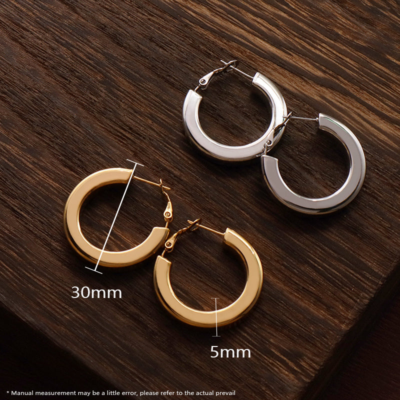 Simple Fashion Design Custom Huggies Earring Hoop Women Jewelry Gold Plated Stainless Steel Chunky Hollowed Large Hoops Earrings