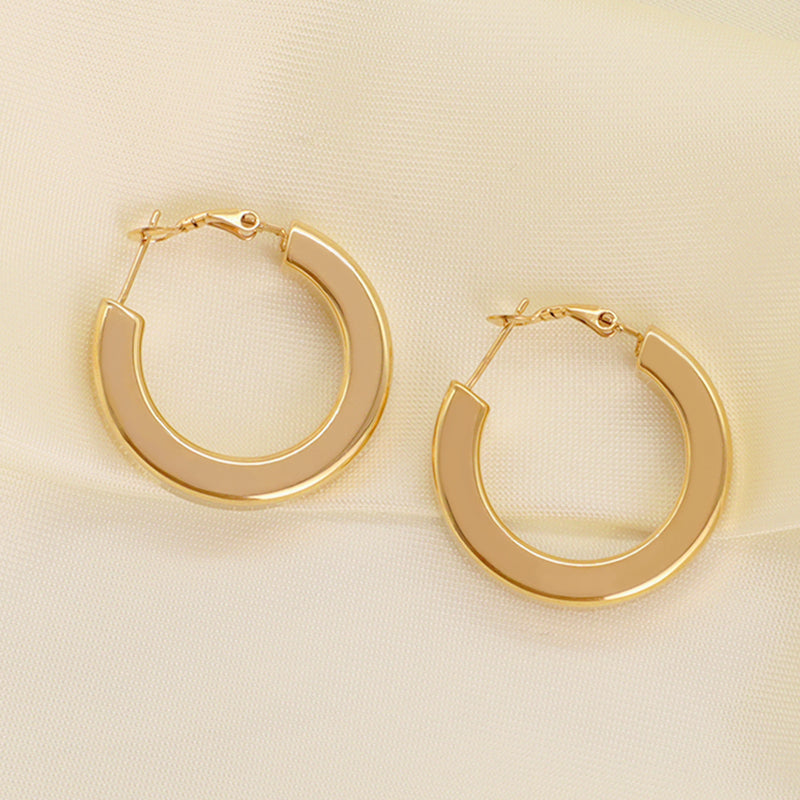 Simple Fashion Design Custom Huggies Earring Hoop Women Jewelry Gold Plated Stainless Steel Chunky Hollowed Large Hoops Earrings