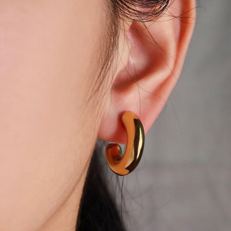 Good Quality Fashion Design Custom Earring Gold Plated Stainless Steel Chunky Large Hoops Earrings For Women Jewelry