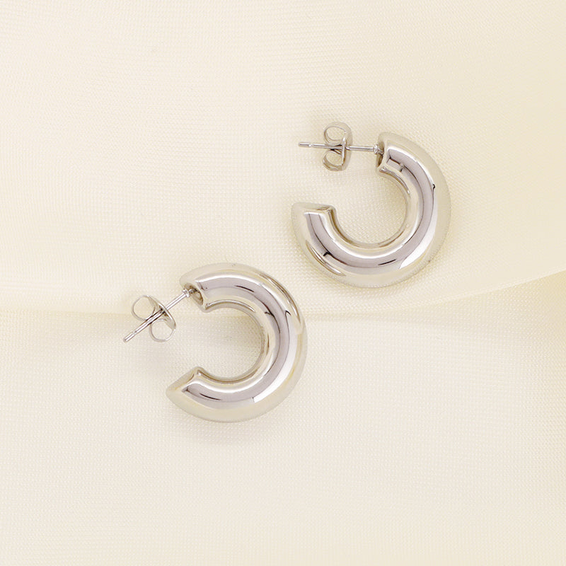 Good Quality Fashion Design Custom Earring Gold Plated Stainless Steel Chunky Large Hoops Earrings For Women Jewelry