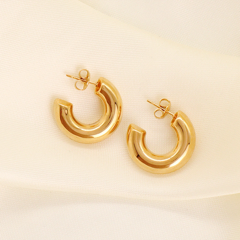 Good Quality Fashion Design Custom Earring Gold Plated Stainless Steel Chunky Large Hoops Earrings For Women Jewelry