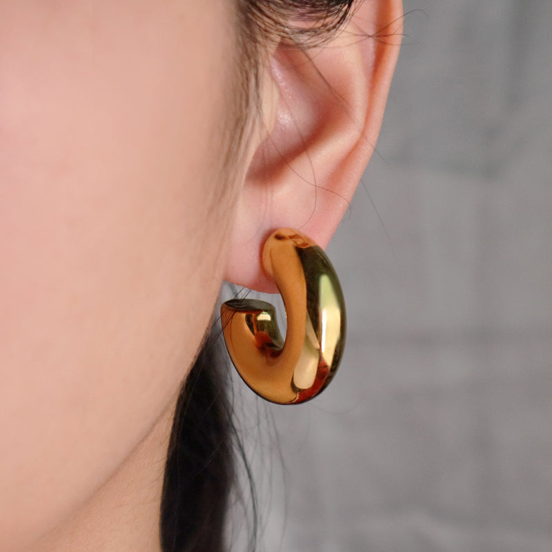 Customized Wholesale Factory Fashion Gift Chunky Earring Hoop Jewelry Gold Plated Stainless Steel Large Hoops Earrings For Women