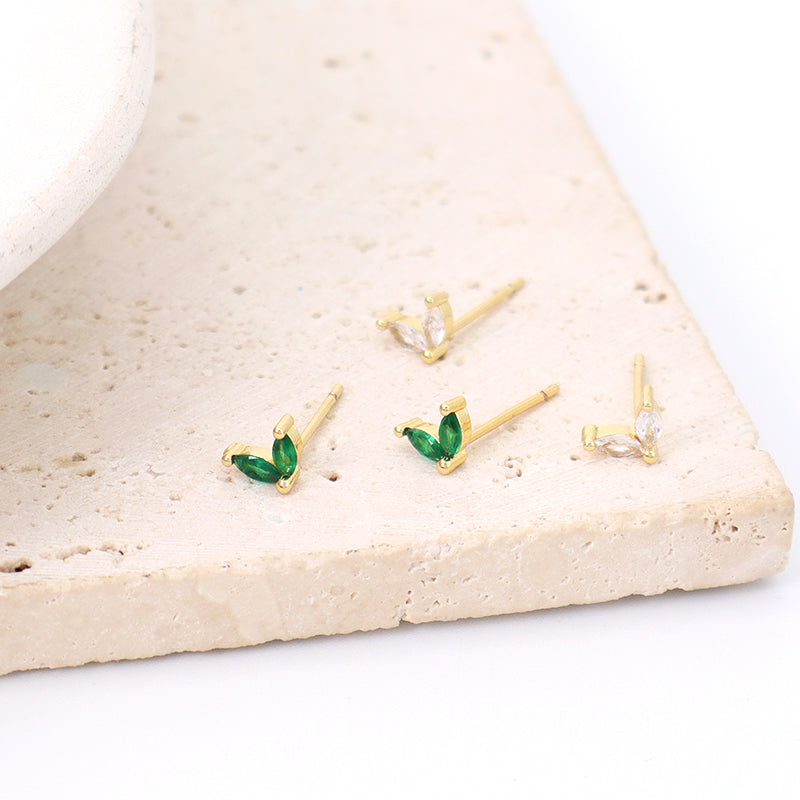 China Factory Manufacture Wholesale Fashionable Custom Dainty Stud Earrings Gold Plated CZ Earrings Stud For Jewelry Making