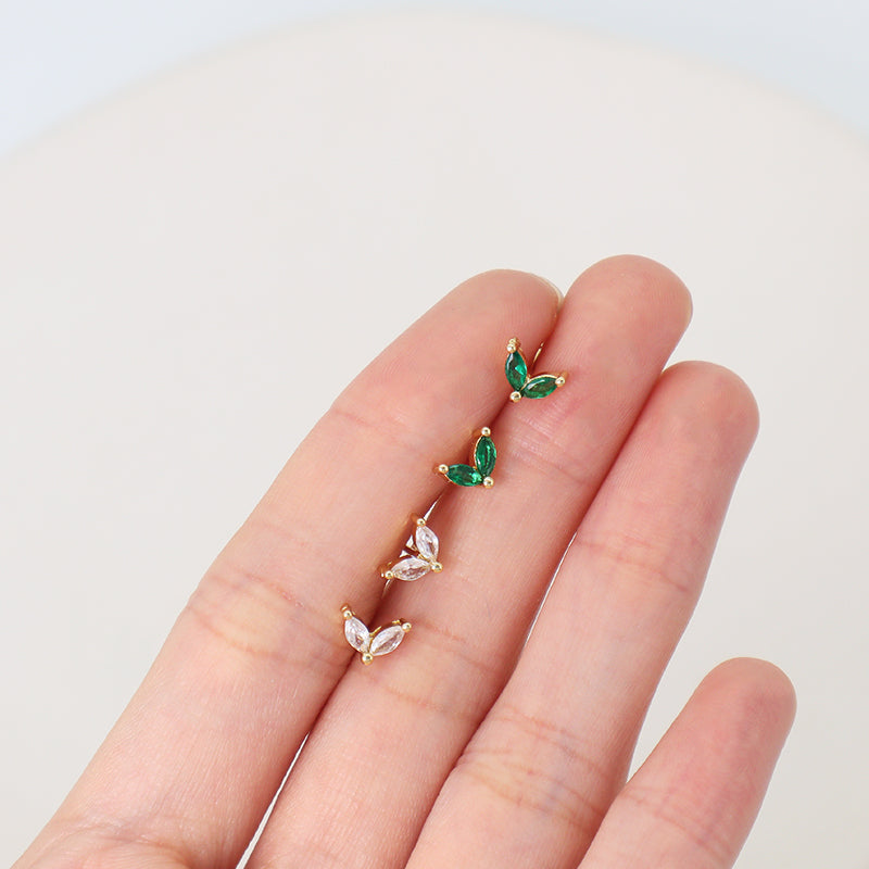 China Factory Manufacture Wholesale Fashionable Custom Dainty Stud Earrings Gold Plated CZ Earrings Stud For Jewelry Making