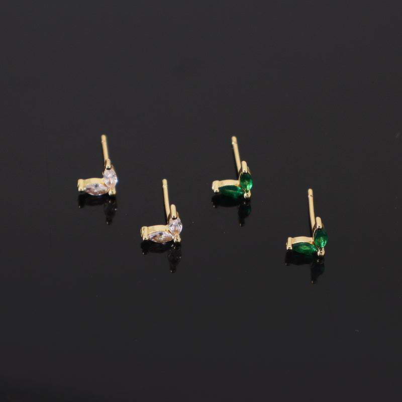 China Factory Manufacture Wholesale Fashionable Custom Dainty Stud Earrings Gold Plated CZ Earrings Stud For Jewelry Making
