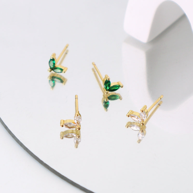 China Factory Manufacture Wholesale Fashionable Custom Dainty Stud Earrings Gold Plated CZ Earrings Stud For Jewelry Making