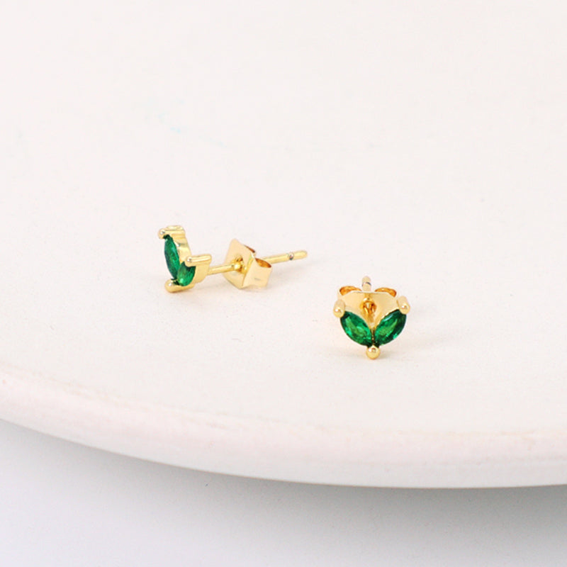 China Factory Manufacture Wholesale Fashionable Custom Dainty Stud Earrings Gold Plated CZ Earrings Stud For Jewelry Making