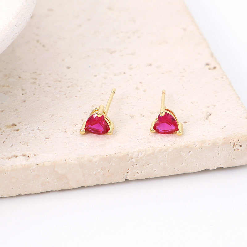 Wholesale China Factory Fashion Custom Dainty Heart Shape Earrings Stud Gold Plated CZ Love Heart Stud Earrings For Women