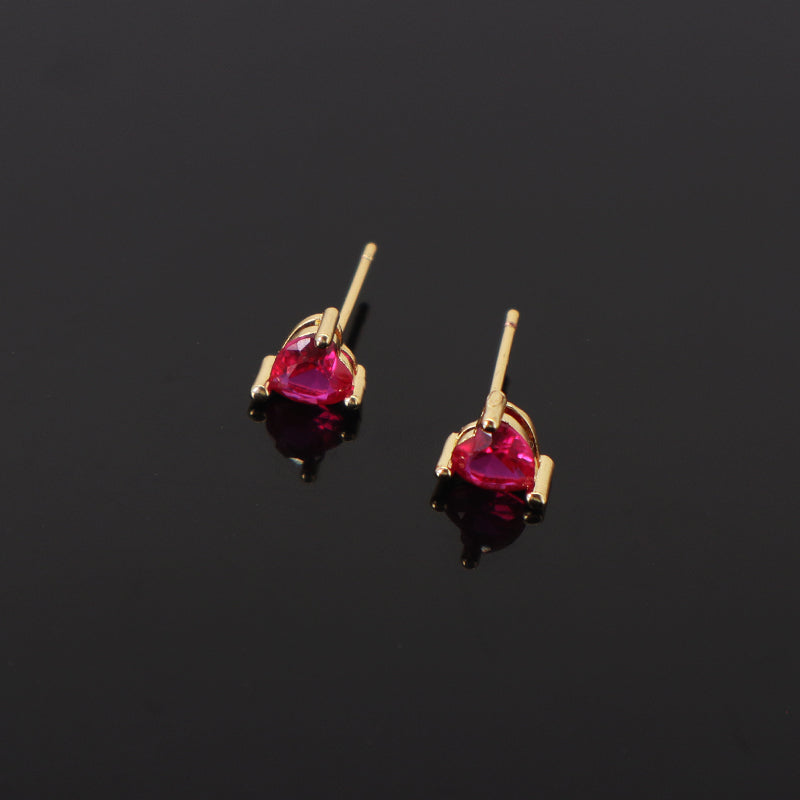 Wholesale China Factory Fashion Custom Dainty Heart Shape Earrings Stud Gold Plated CZ Love Heart Stud Earrings For Women
