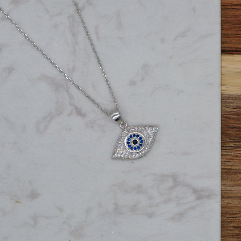 Custom jewelry 925 sterling silver Turkish eye charm pendant evil eyes necklace