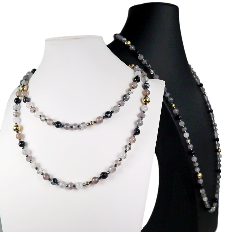 Fast Delivery Fashionable OEM Factory Manufacture natural stone with stainless steel beads and magnetic closure necklace