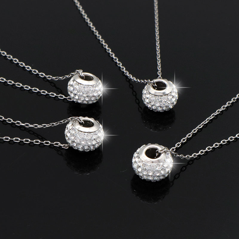 Wholesale OEM Factory Manufacture fashion women jewelry 925 sterling silver crystal charm necklace set Handmade DIY clay crysal pave beads pendant necklace