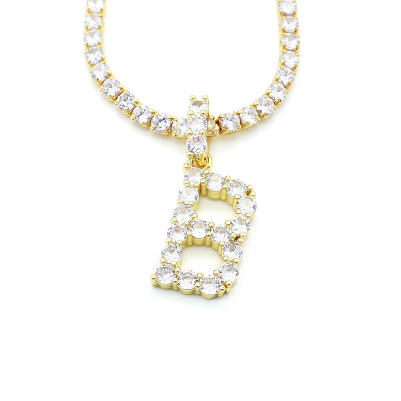 Trendy jewelry 2021 necklace Hip Hop tennis cuban chain gold plated letter initial necklaces gold