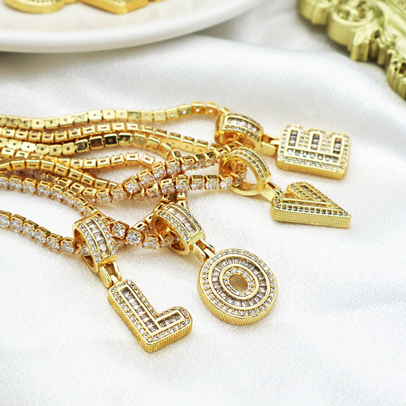 trendy jewelry 2021 women hip hop gold plated initial letter pendant necklaces