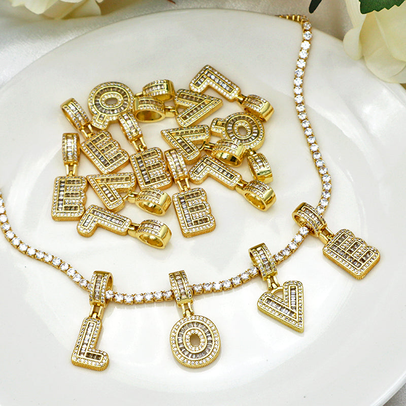 trendy jewelry 2021 women hip hop gold plated initial letter pendant necklaces