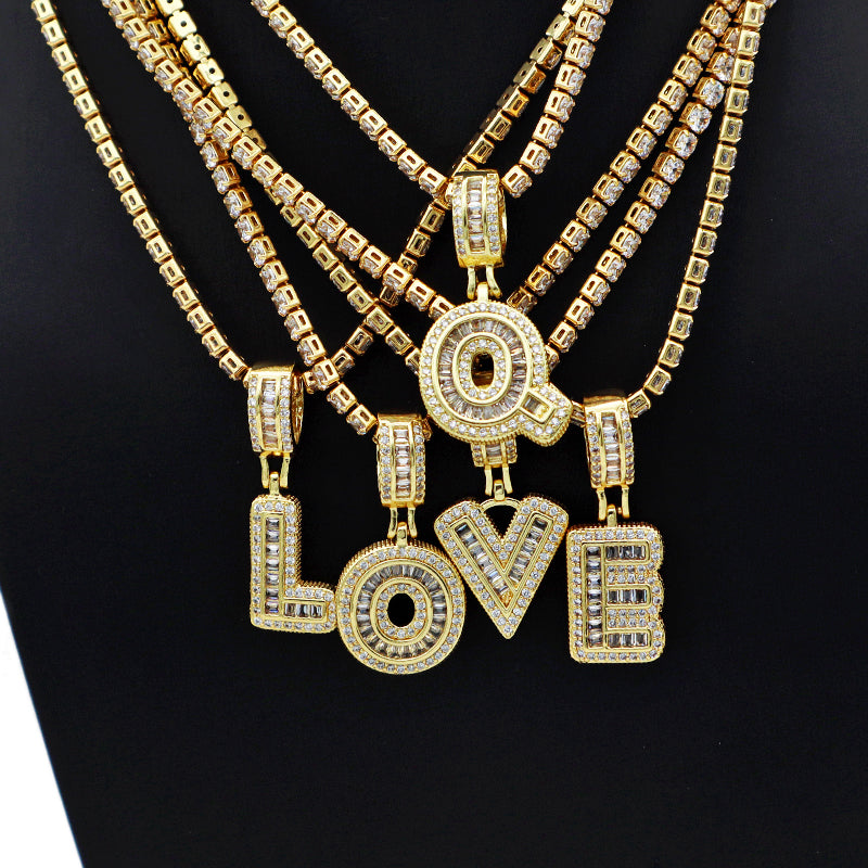 trendy jewelry 2021 women hip hop gold plated initial letter pendant necklaces