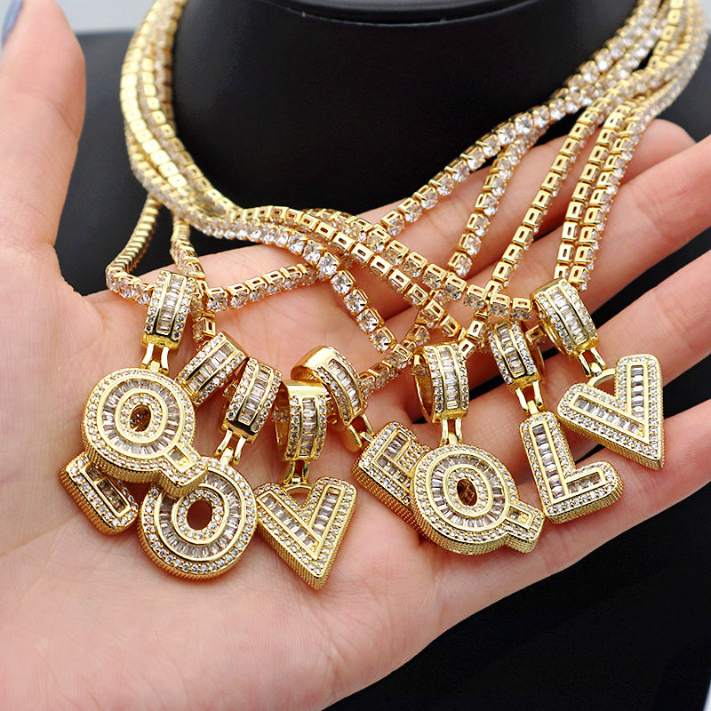 trendy jewelry 2021 women hip hop gold plated initial letter pendant necklaces