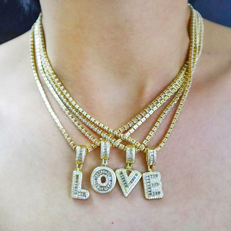 trendy jewelry 2021 women hip hop gold plated initial letter pendant necklaces