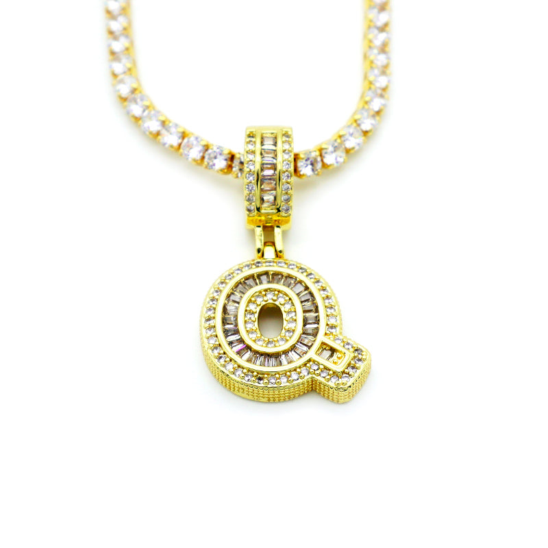 trendy jewelry 2021 women hip hop gold plated initial letter pendant necklaces