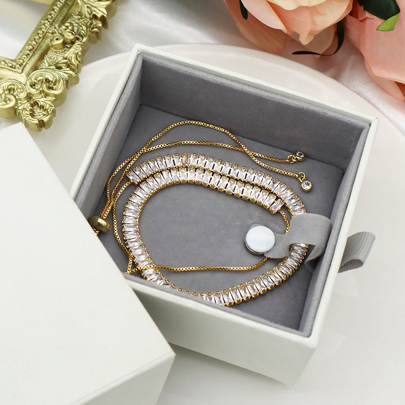 New Arrival Hip Hop 18K Gold Color Plated 1 Row Tennis Chain For Women Pink Bling Bling Full Diamond CZ Adjustable Necklace