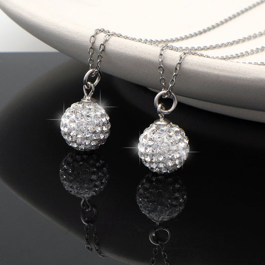 Wholesale ODM Factory Manufacture Handmade 925 sterling silver clay crystal charm pendant Trendy women DIY pave beads crystal jewelry necklace set