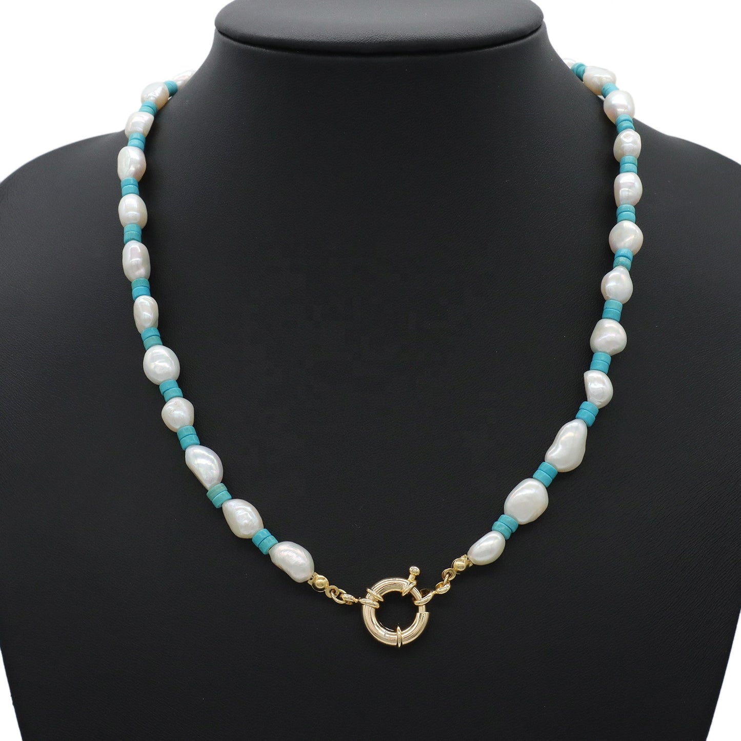 Handmade OEM Factory Manufacture Custom Pearl Choker Gold Plated Round Spring Clasp Sailor Buckle Natural Stone Fresh Water Pearl necklace for Women