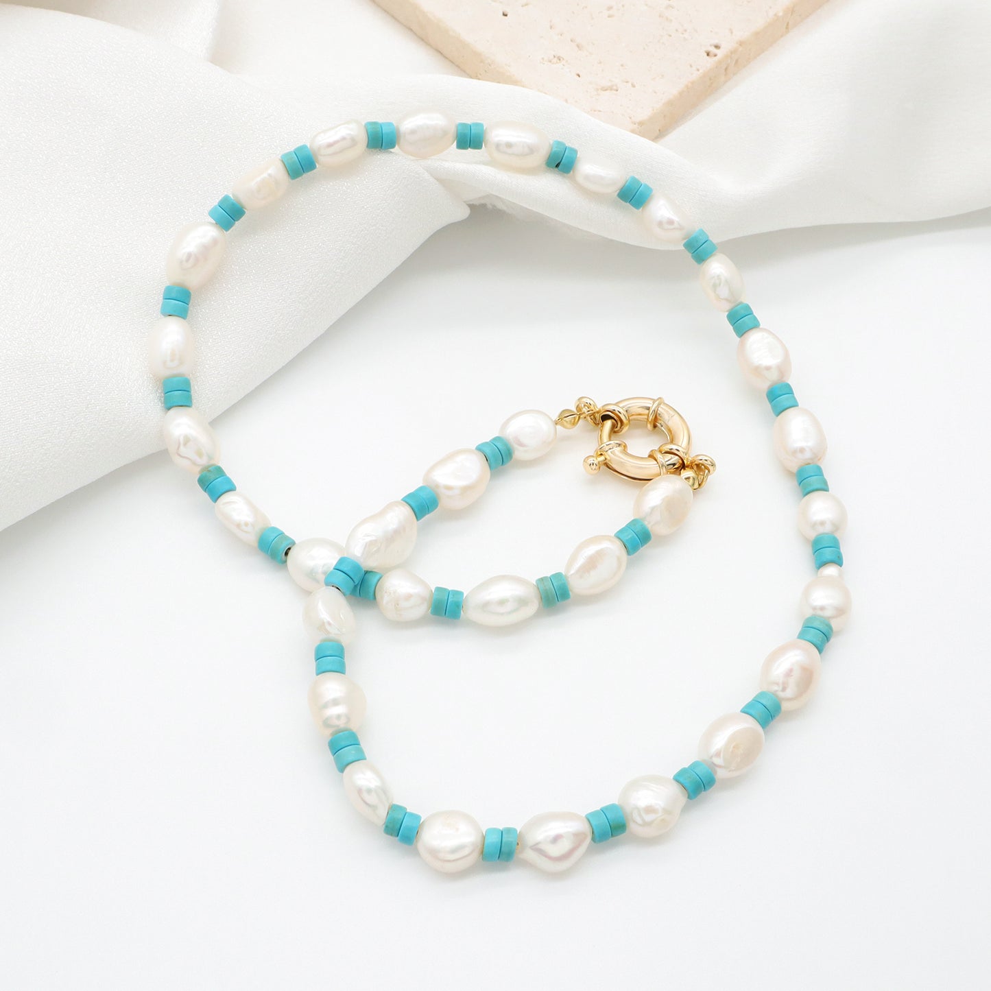 Handmade OEM Factory Manufacture Custom Pearl Choker Gold Plated Round Spring Clasp Sailor Buckle Natural Stone Fresh Water Pearl necklace for Women