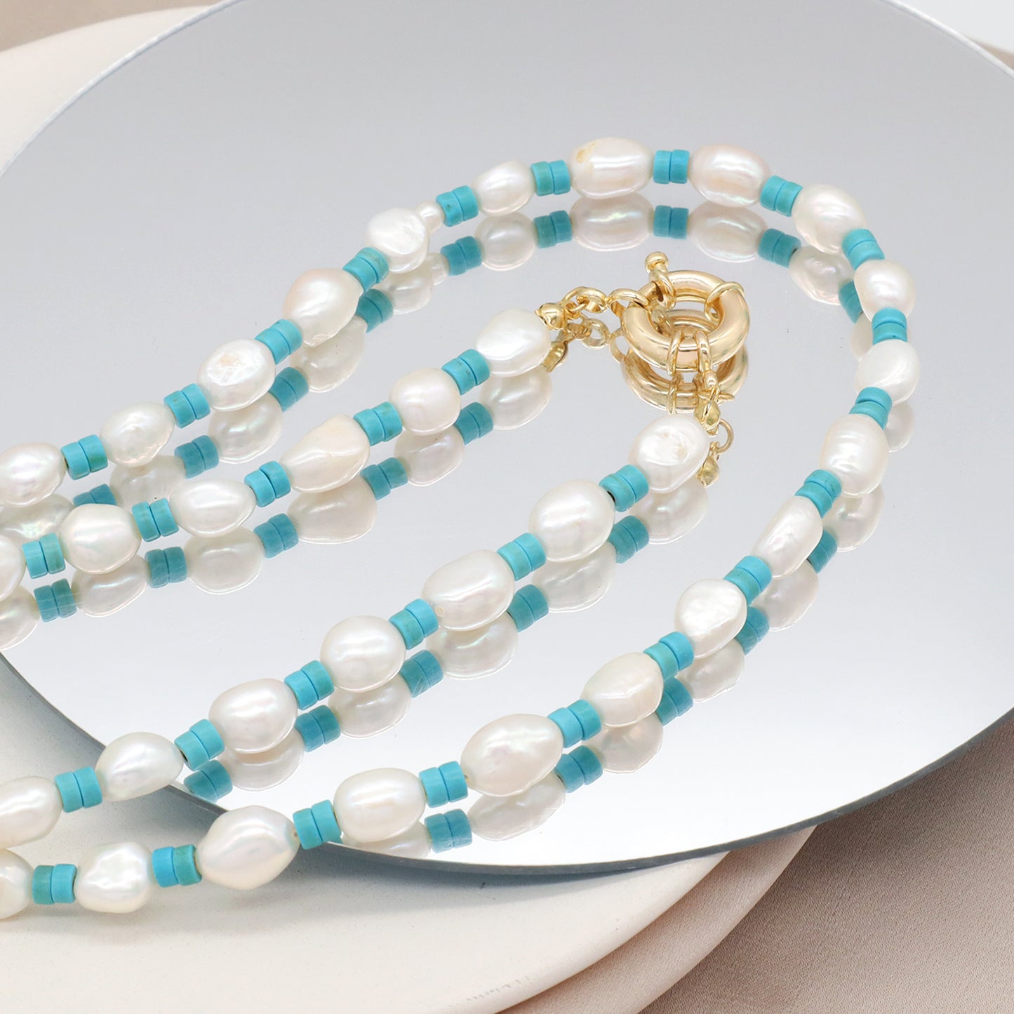 Handmade OEM Factory Manufacture Custom Pearl Choker Gold Plated Round Spring Clasp Sailor Buckle Natural Stone Fresh Water Pearl necklace for Women