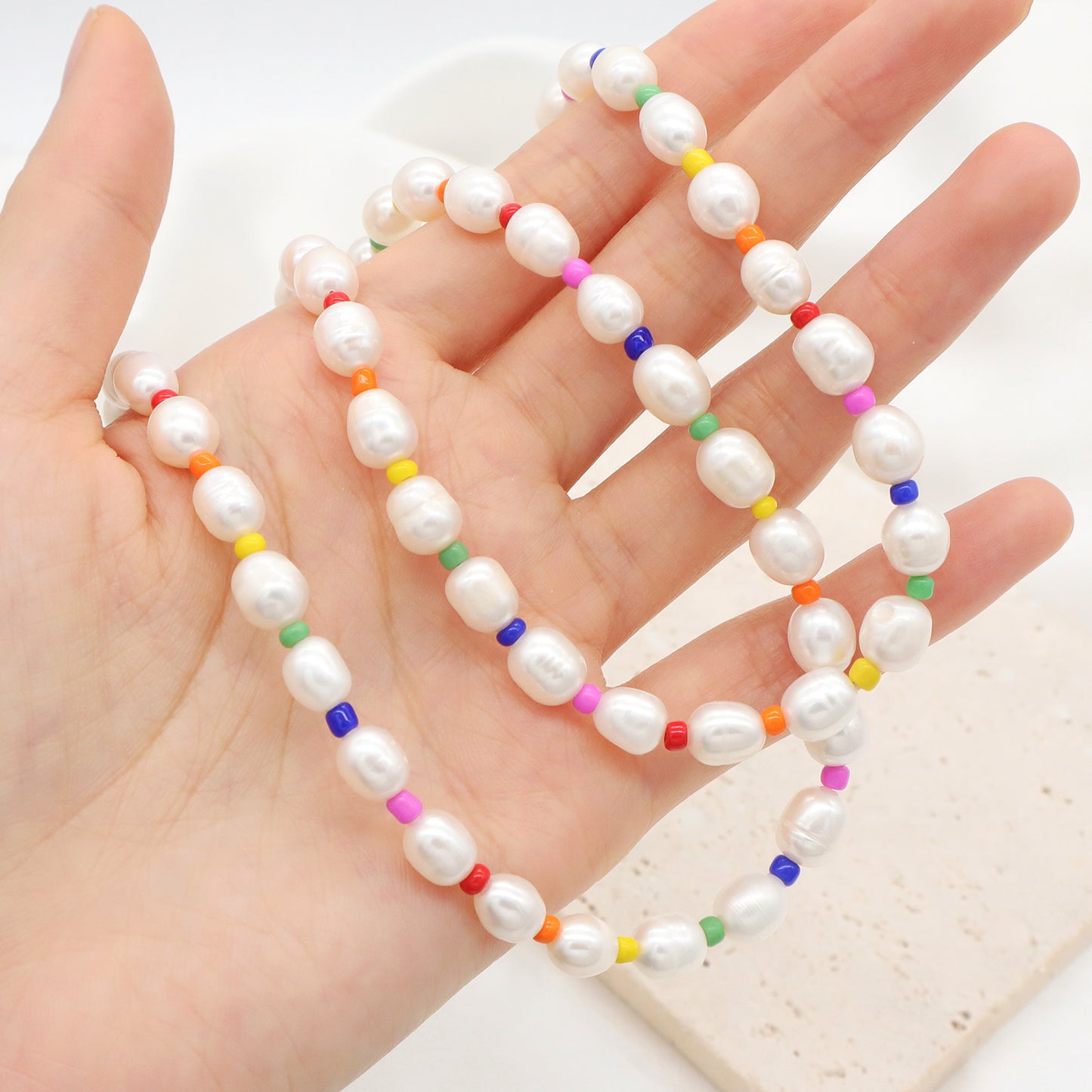 Fashion Customized OEM Factory Manufacture Ajustable Handmade Miyuki beaded Chain Natural Freshwater pearl Choker Necklace for Women Unique Design