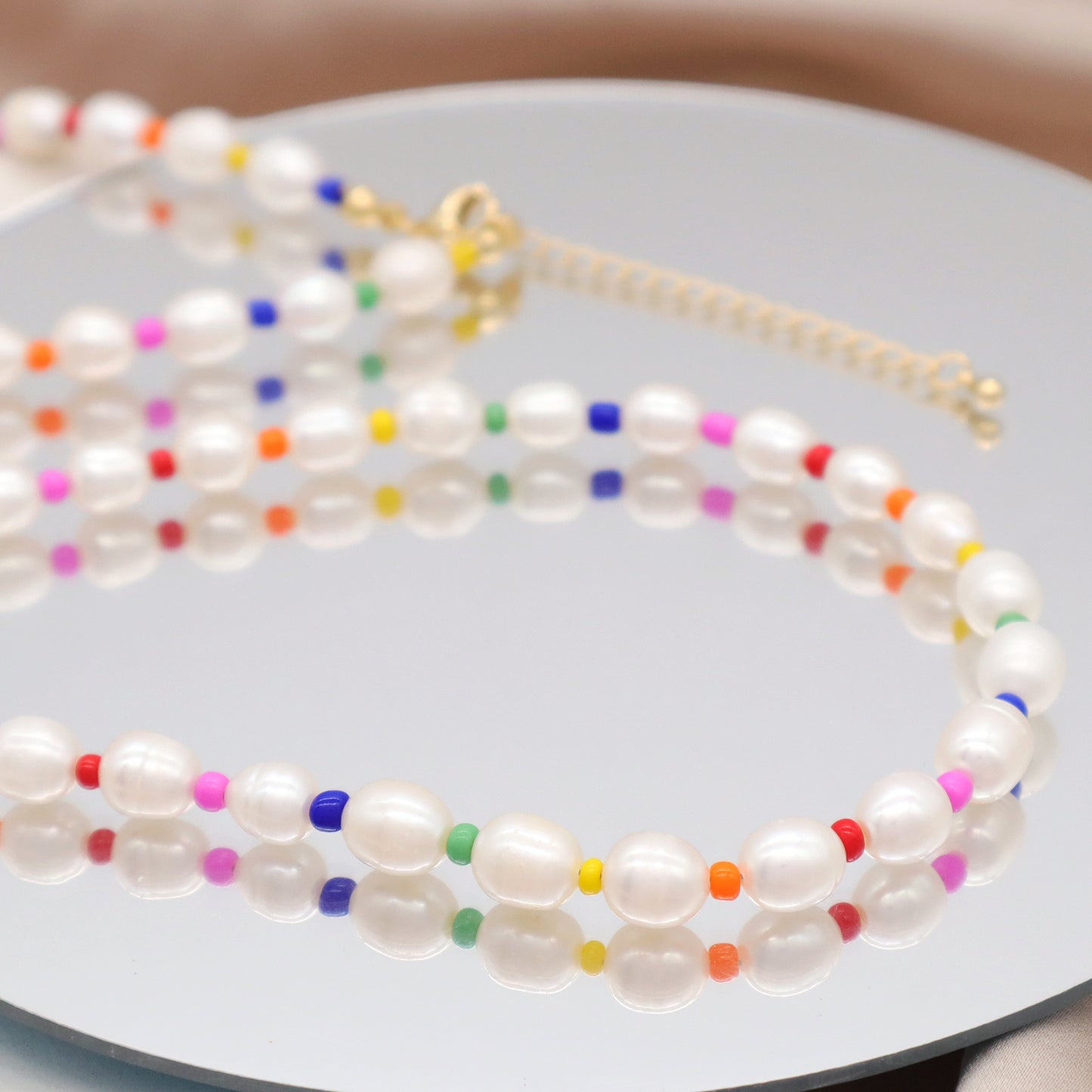 Fashion Customized OEM Factory Manufacture Ajustable Handmade Miyuki beaded Chain Natural Freshwater pearl Choker Necklace for Women Unique Design