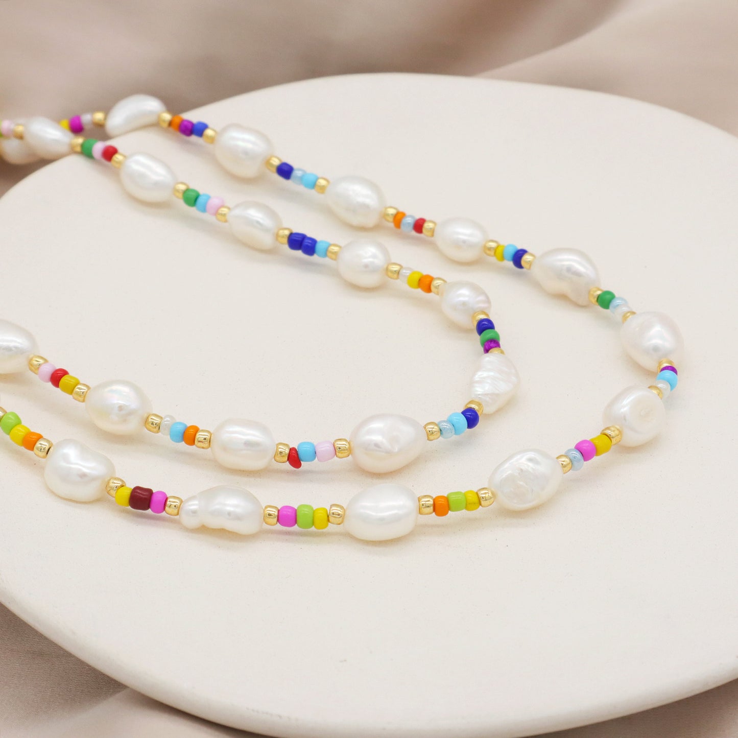 Wholesale 2022 Custom Ajustable Colorful Miyuki Seed beads Choker Necklace OEM Factory Manufacture Handmade Freshwater Pearl Necklace for Jewelry Making