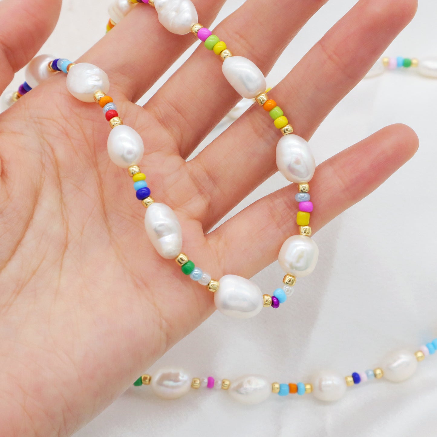 Wholesale Custom Ajustable Colorful Miyuki Seed beads Choker Necklace OEM Factory Manufacture Handmade Freshwater Pearl Necklace for Jewelry Making