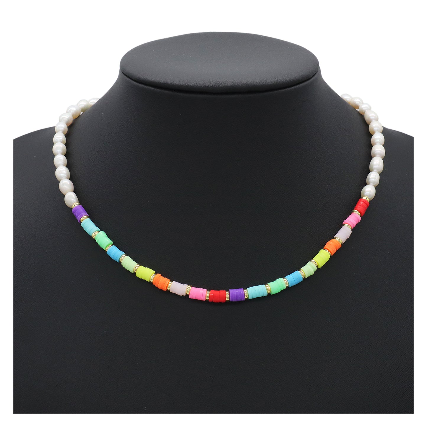 2022 Newest Fashion OEM Factory Manufacture Ajustable Colorful Polymer clay Gold Plated beaded Chain Choker Jewelry Natural Freshwater pearl necklace