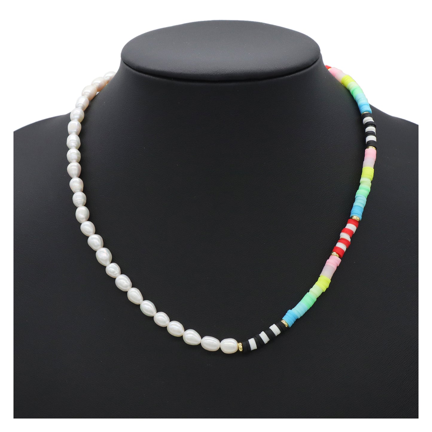 Custom OEM Factory Manufacture Fashion Natural Freshwater pearl Choker necklace Ajustable Handmade Colorful Polymer clay Necklace for Women Jewelry