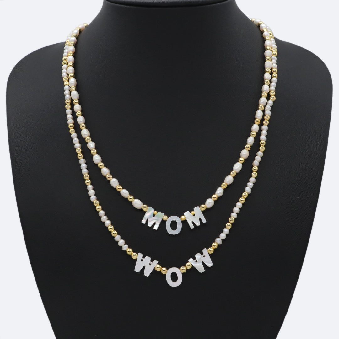 Ins hot sell Custom Women Girls Jewelry OEM Factory Manufacture Beads Choker fresh water pearl mom bead pendant necklace for gift