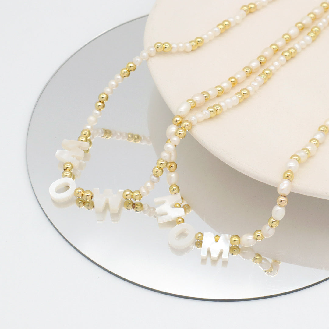 Ins hot sell Custom Women Girls Jewelry OEM Factory Manufacture Beads Choker fresh water pearl mom bead pendant necklace for gift