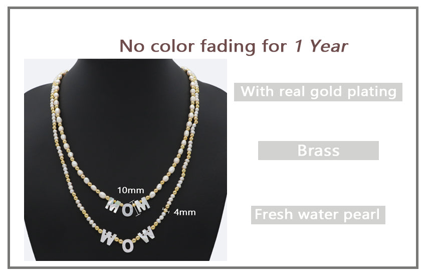 Ins hot sell Custom Women Girls Jewelry OEM Factory Manufacture Beads Choker fresh water pearl mom bead pendant necklace for gift