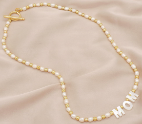Ins hot sell Custom Women Girls Jewelry OEM Factory Manufacture Beads Choker fresh water pearl mom bead pendant necklace for gift