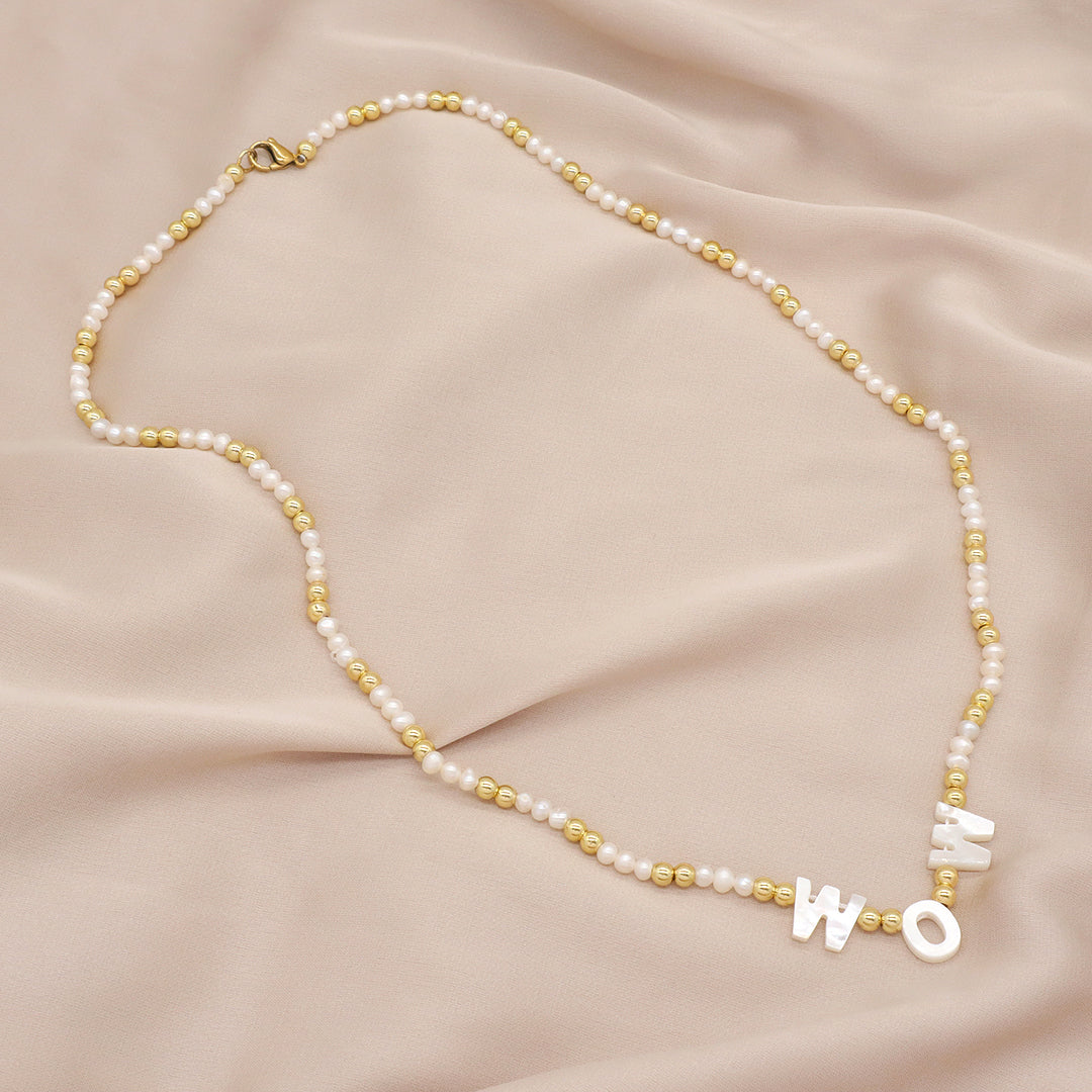 Ins hot sell Custom Women Girls Jewelry OEM Factory Manufacture Beads Choker fresh water pearl mom bead pendant necklace for gift