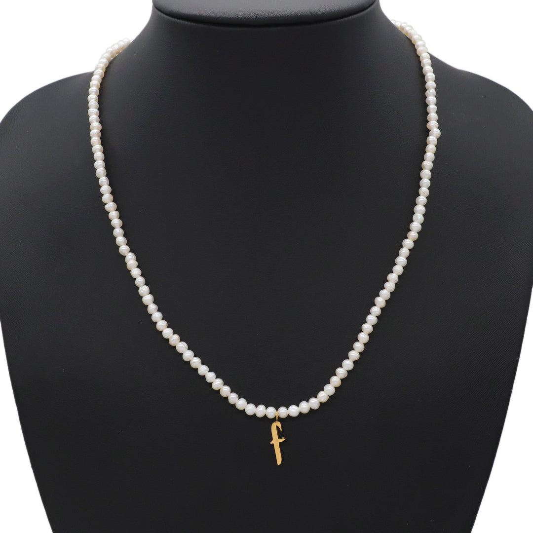 Fashion Women Jewelry Custom Glass Crystal Gold Plated Beads Choker necklace fresh water pearl initial letter pendant necklace