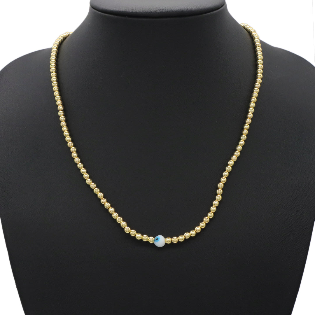 Handmade Custom Wholesale Women Girls fresh water pearl Choker Necklace Jewelry Gold Plated Beads evil eyes necklace