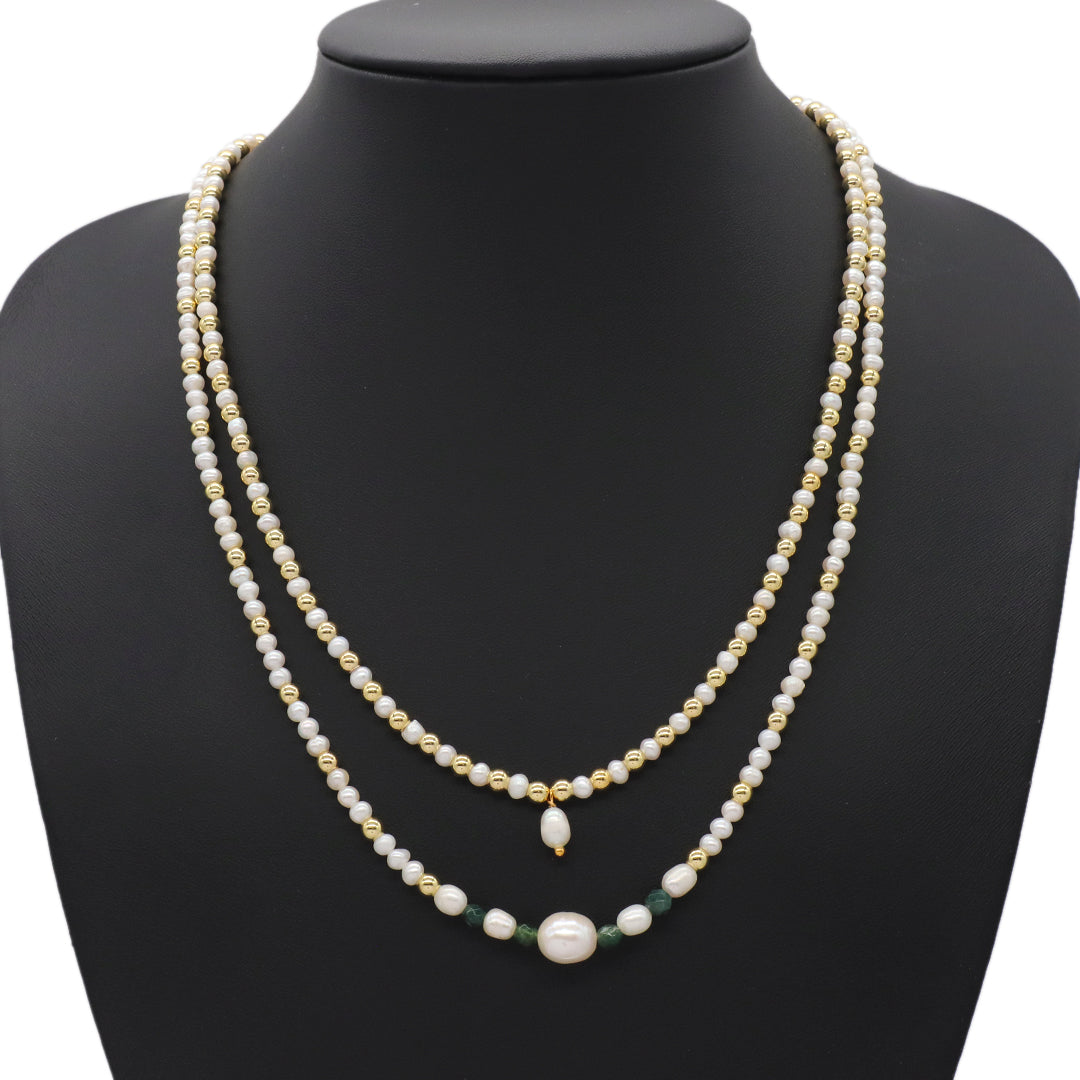 Elegant Fashion Jewelry Handmade Custom Gold Plated Beads Choker Necklace 4mm fresh water pearl natural stone necklace for women