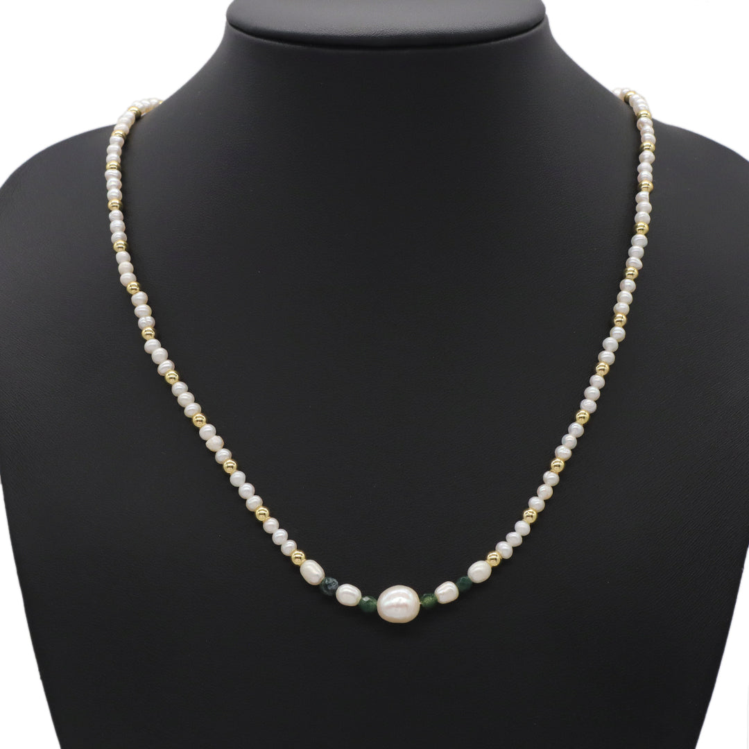 Elegant Fashion Jewelry Handmade Custom Gold Plated Beads Choker Necklace 4mm fresh water pearl natural stone necklace for women