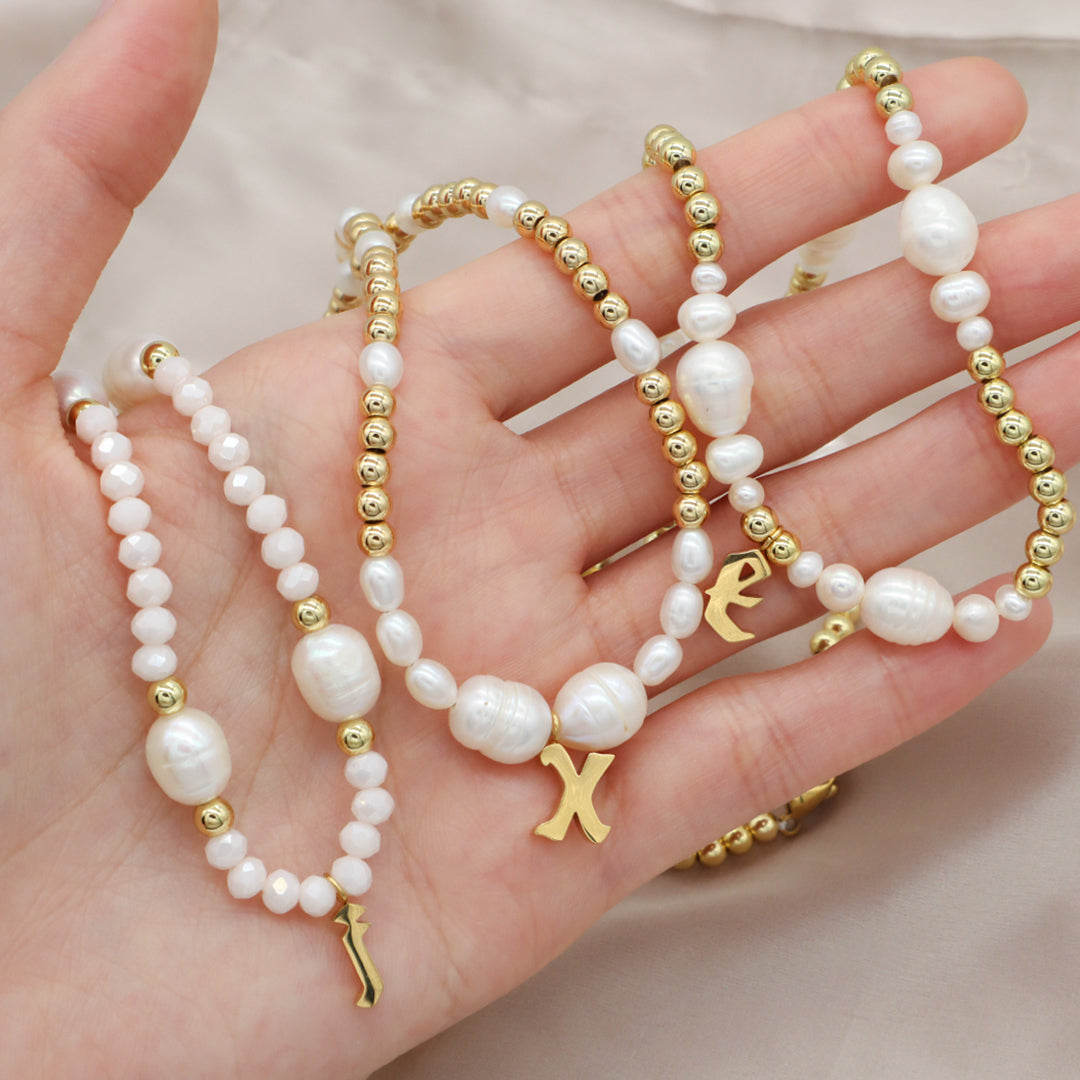 Fashion Women Customized Gold Plated Stainless Steel pendant Jewelry Handmade Glass Crystal fresh water pearl Beads necklace