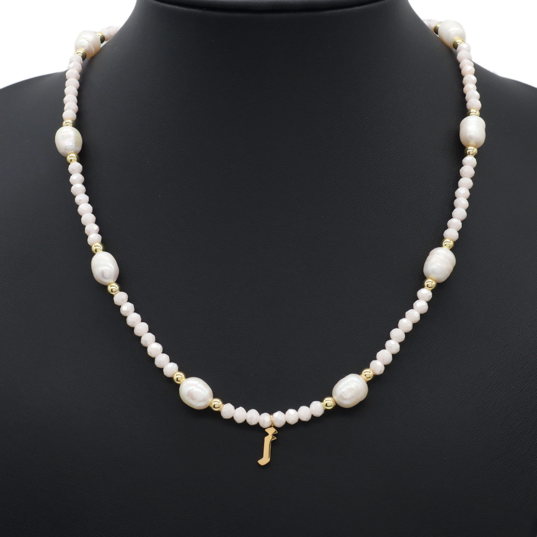 Fashion Women Customized Gold Plated Stainless Steel pendant Jewelry Handmade Glass Crystal fresh water pearl Beads necklace
