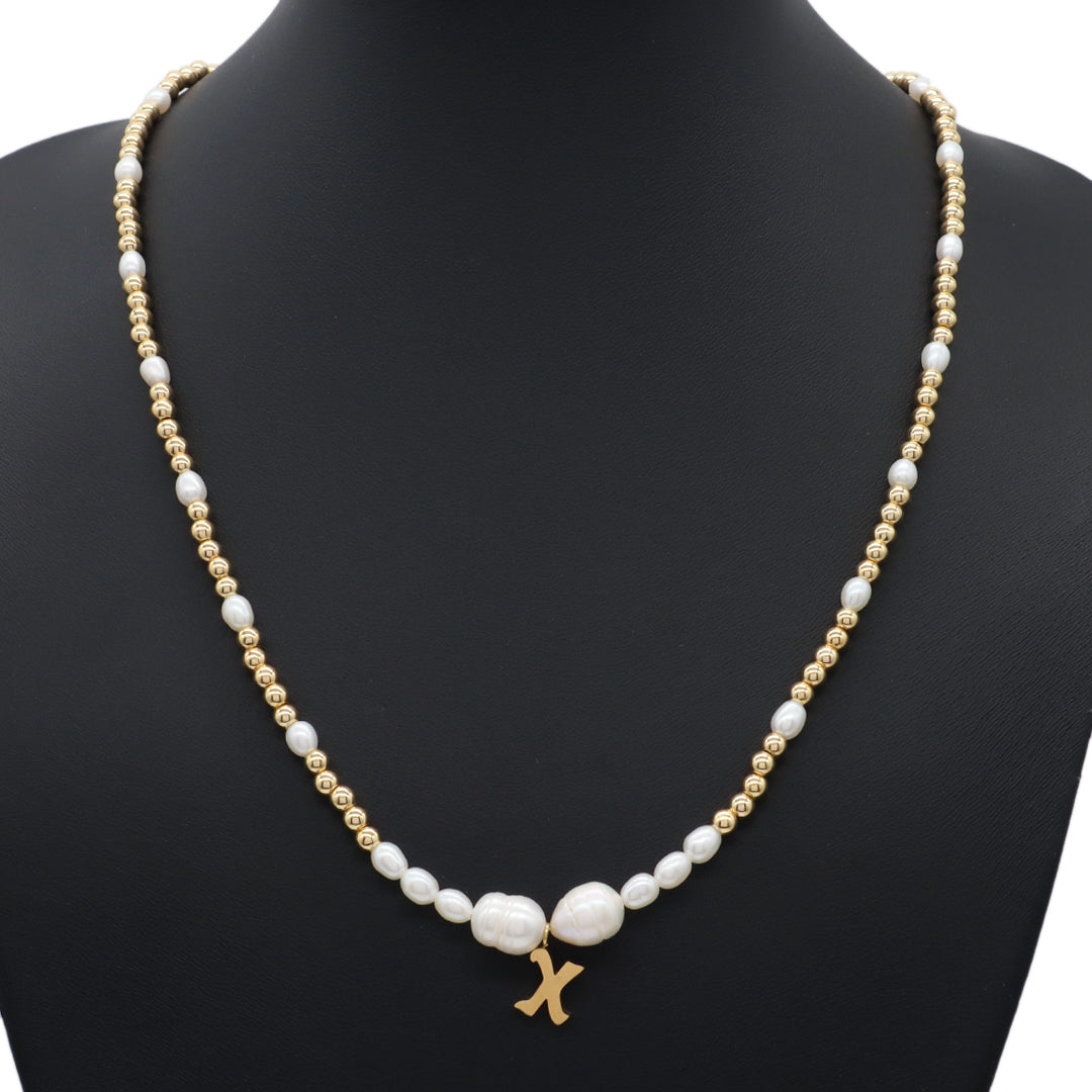 Fashion Women Customized Gold Plated Stainless Steel pendant Jewelry Handmade Glass Crystal fresh water pearl Beads necklace