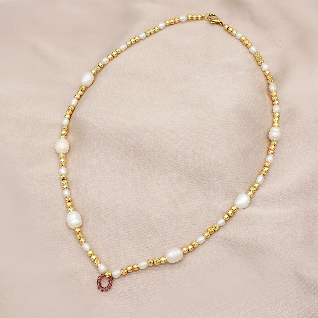 OEM Wholesale Women Fashion Factory Manufacture Custom Handmade Jewelry Glass Crystal Gold Plated Beads fresh water pearl necklace for teen girls women