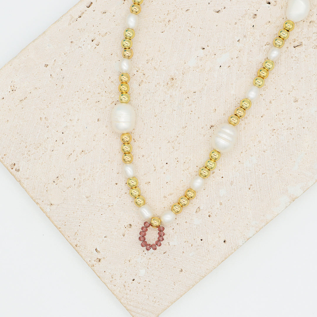 OEM Wholesale Women Fashion Factory Manufacture Custom Handmade Jewelry Glass Crystal Gold Plated Beads fresh water pearl necklace for teen girls women