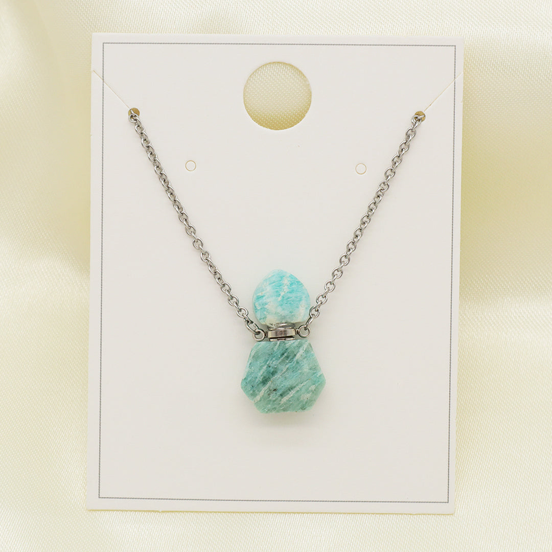 Wholesale Various Custom Manufacture Women Gift Gold plated stainless steel Chain Natural Stone perfume bottle pendant necklace