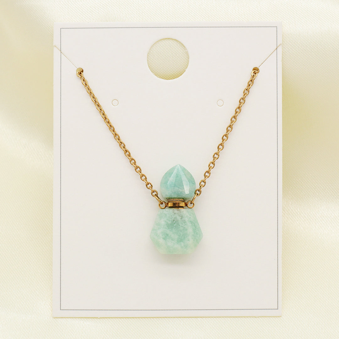 Wholesale Various Custom Manufacture Women Gift Gold plated stainless steel Chain Natural Stone perfume bottle pendant necklace